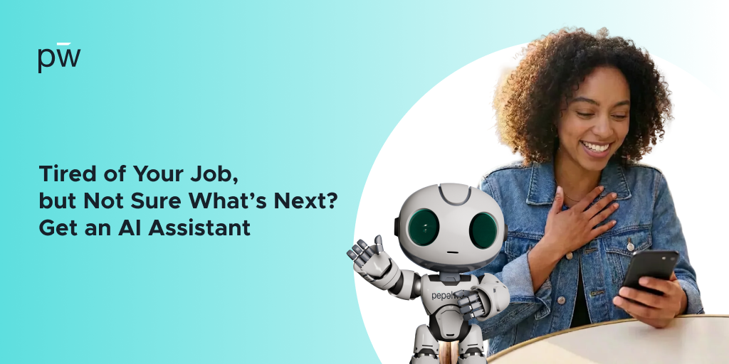 Woman on her phone with a small AI robot in front waving