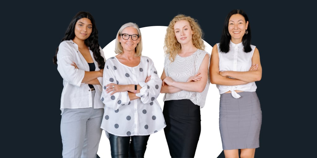 A group of professionally dressed women