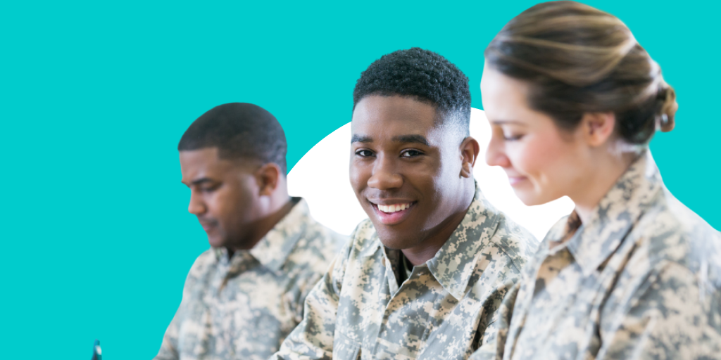 A group of military soldiers talking with each other